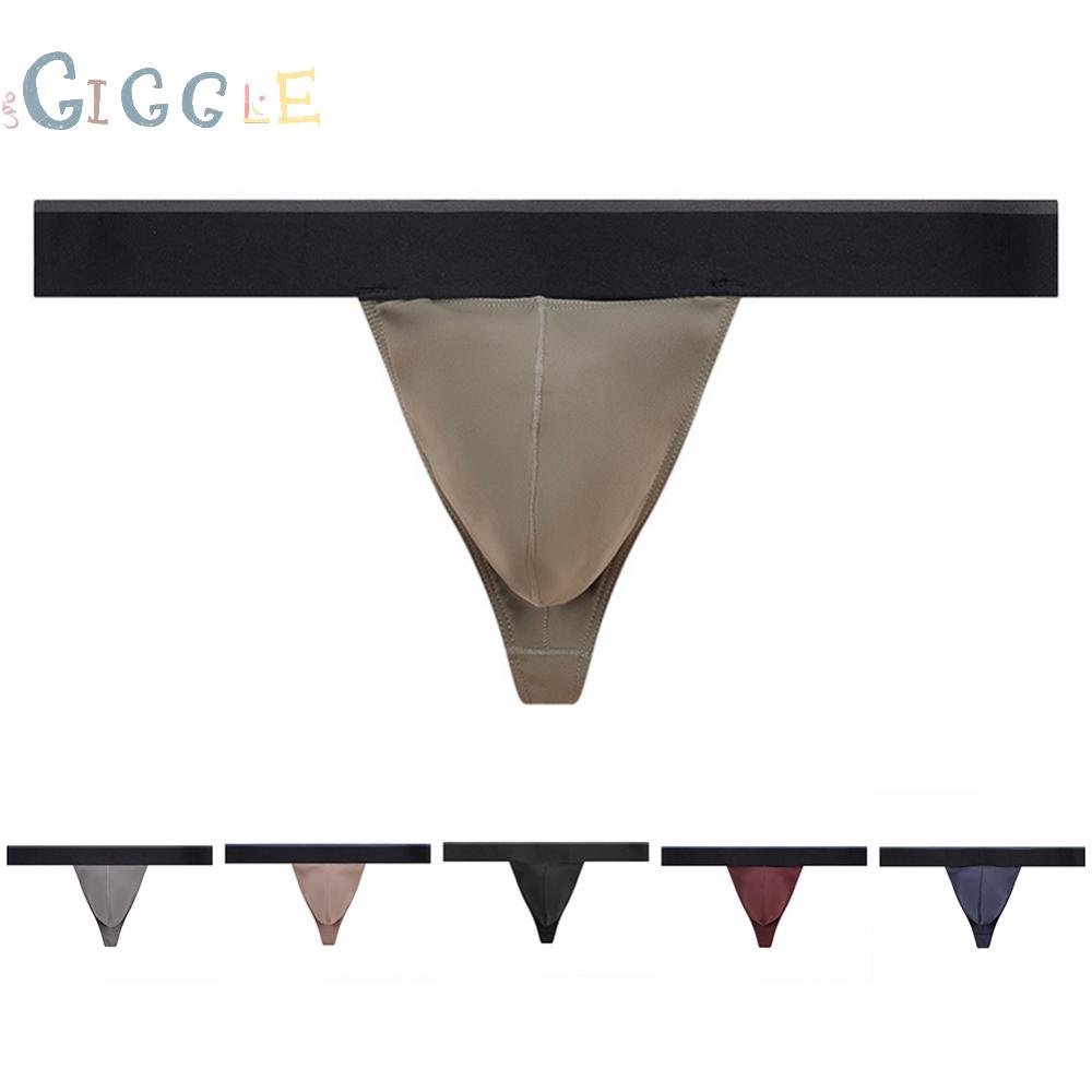 Men Thongs Solid Color Stretch Bulge Pouch Elastic G-string Lingerie Low Rise