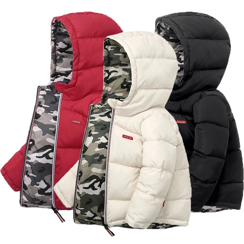 Áo Khoác Phao Có Mũ Dày Dặn Thời Trang Mùa Đông Cho Bé Trai