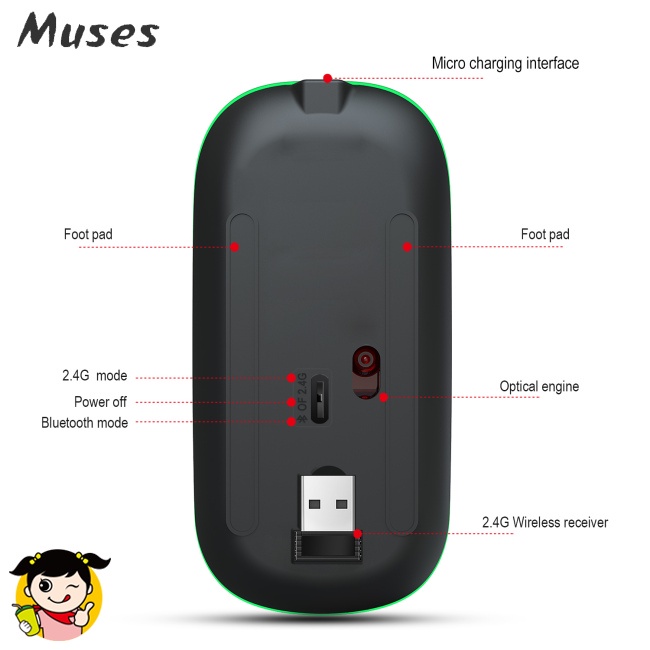 Chuột Chơi Game Không Dây g852 Kết Nối bluetooth 2.4g Hai Chế Độ