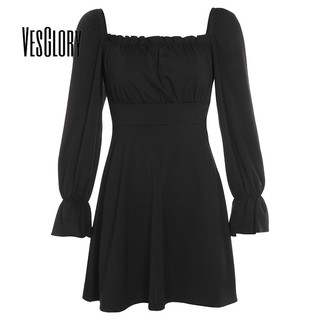 Đầm Cổ Vuông Phong Cách Vintage Cho Nữ