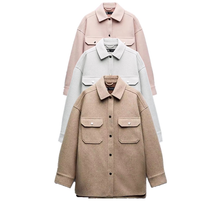 Zara Áo Khoác Sơ Mi Tay Dài Vải Mềm Thời Trang Mùa Thu Cho Nữ 3046263 710