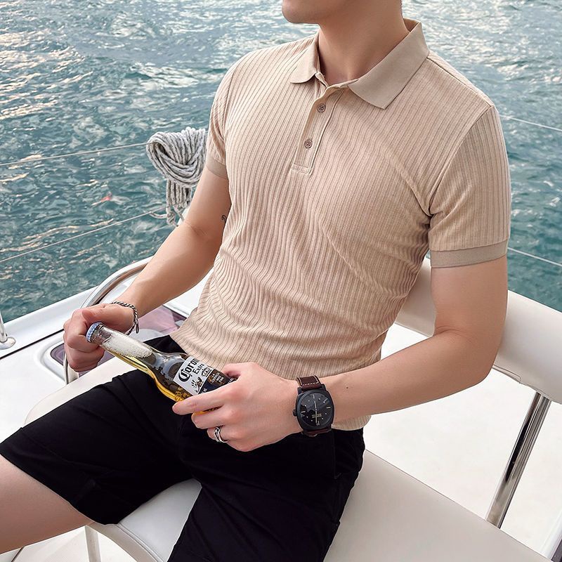 Áo Thun polo Chất Lụa Lạnh Màu Sắc Đơn Giản Thoải Mái Dành Cho Nam Giới