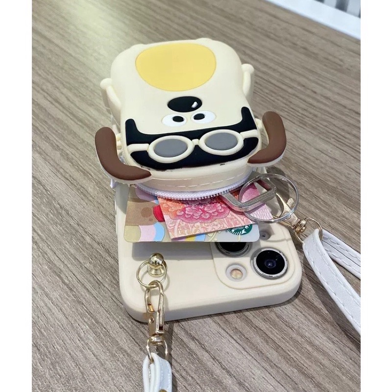 Ốp Lưng Silicon Có Dây Đeo J.A OFFICIAL Hình Chú Chó Dễ Thương Cho Iphone Từ Xsmax Tới 15 Promax