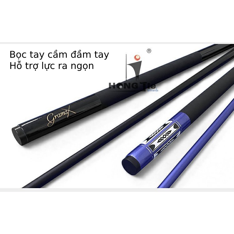 Cơ Carbon Gramax Bida cao cấp giá rẻ hỗ trợ lực , đầu tẩy bám bóng , đầu tẩy 13mm - Tặng kèm phụ kiện - Bida Hạnh Bùi