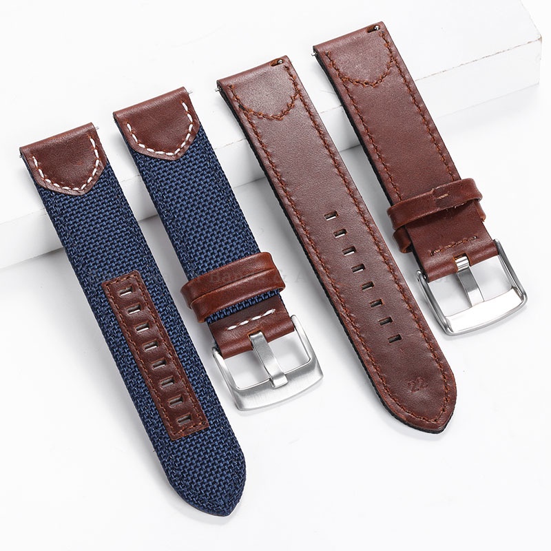 Dây Đeo Tay Bằng Da nylon 20mm 22mm 24mm Tháo Gỡ Nhanh Cho Đồng Hồ Thông Dụng seiko samsung galaxy watch 6 5 4