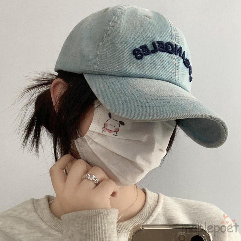 Mũ bóng chày denim cho nữ Mũ rộng vành Hàn Quốc Mũ lưỡi trai phong cách Nhật Bản cho học sinh