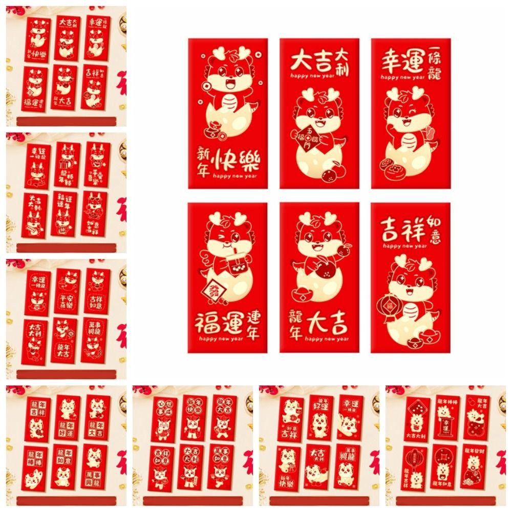 Lưng2 Bao Lì Xì Năm Mới May Mắn Họa Tiết Rồng Phong Cách Trung Hoa