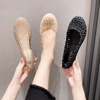  Giày Sandal Nhựa Dẻo Đế Xuồng Thoáng Khí Chống Trượt Chống Thấm Nước Phong Cách Mới Cho Nữ 