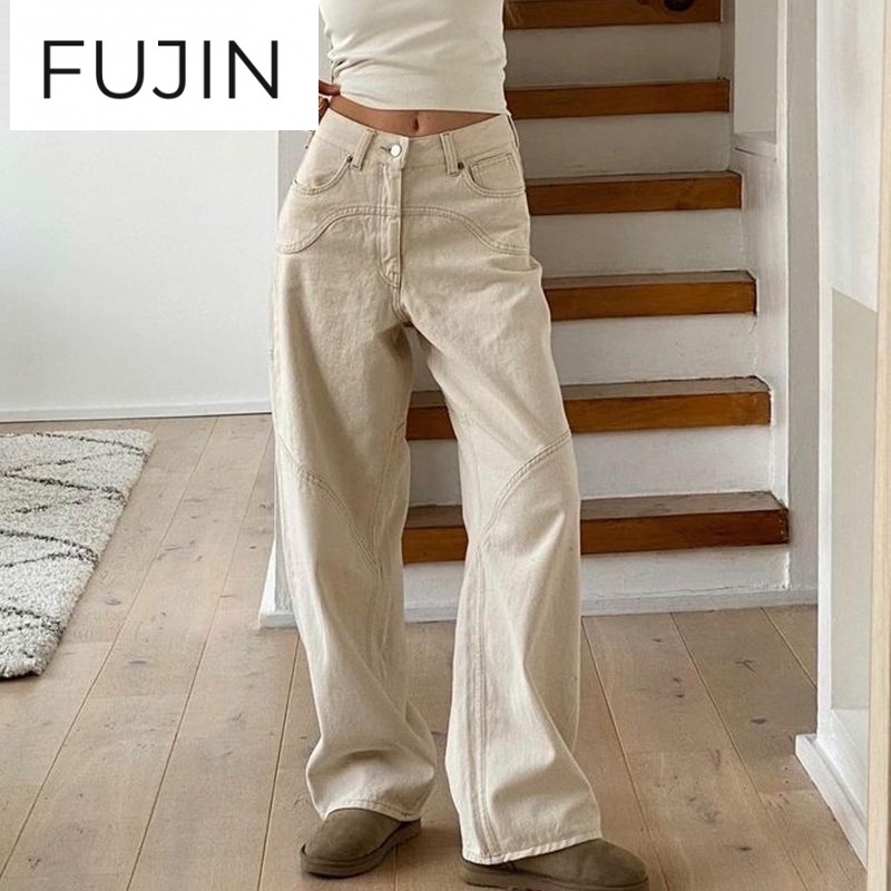 FUJIN quần ống rộng quần nữ jean Hàn Phong Trendy Vintage Fashion WNK2393GVB39Z230926