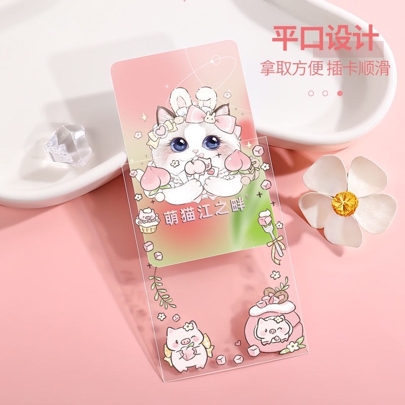 Ví Đựng Thẻ Hai Lớp Họa Tiết Ren Hình Mèo Dễ Thương Phong Cách Hàn Quốc