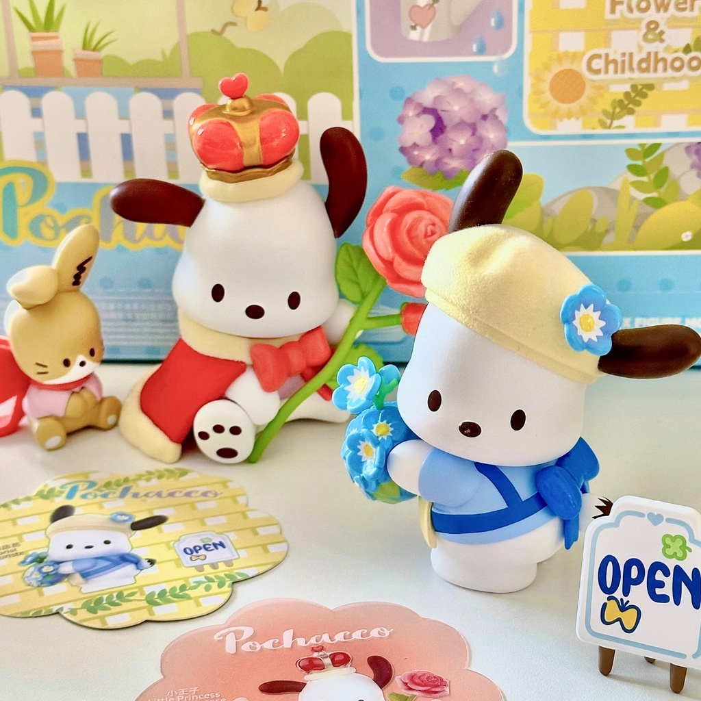 Sanrio Mô Hình miniso x miniso pochacco 6 Kiểu Dáng + 1 Hộp Bí Mật