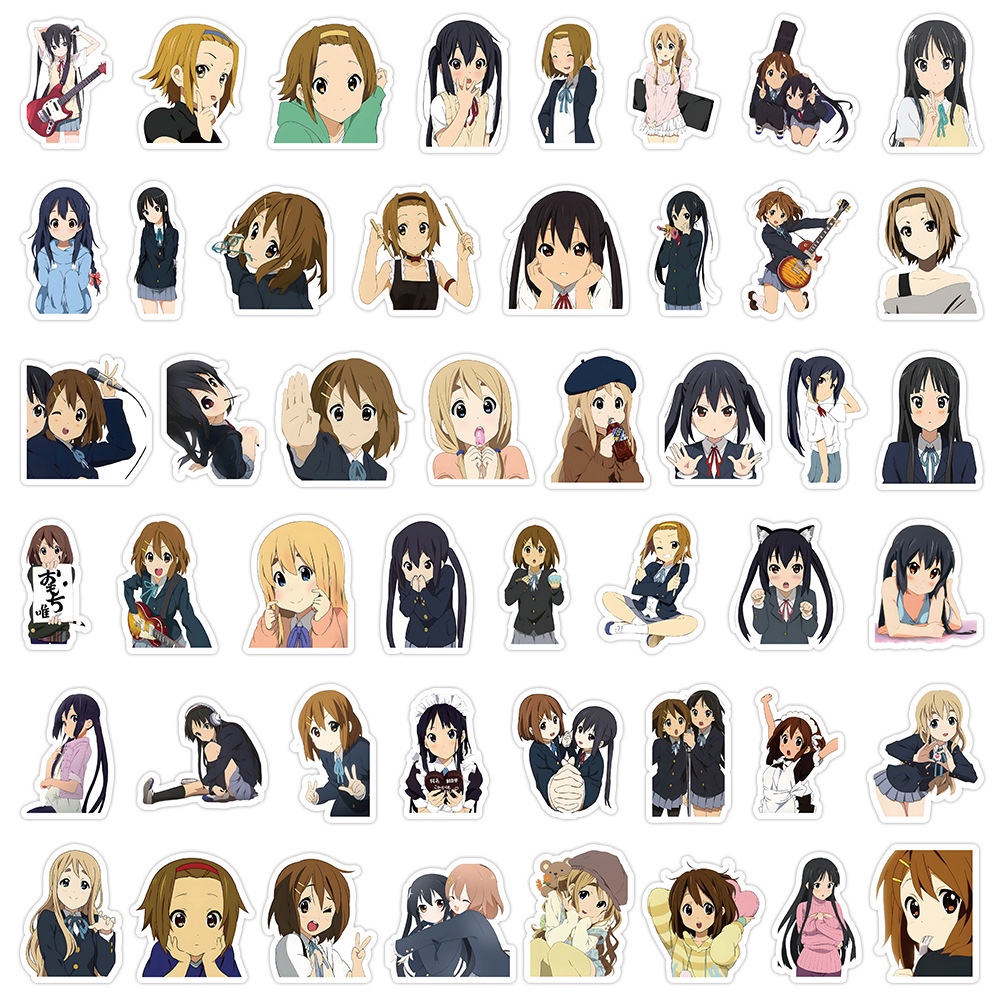 Bộ 100 / 100 Nhân Vật Hoạt Hình anime k-on!Dễ Thương Túi Đựng Bút Họa Tiết graffiti Trang Trí Mũ Bảo Hiểm / Xe Đạp