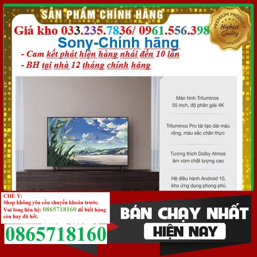 Smart Tivi Sony 55 Inch 4K UHD KD-55X86J &lt; Chính hãng BH:24 tháng tại nhà toàn quốc &gt;  .