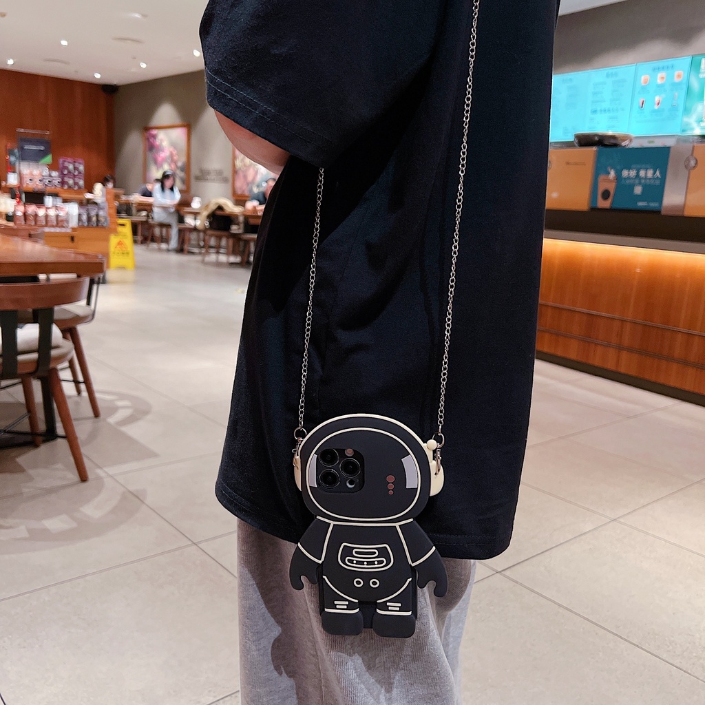 Ốp Điện Thoại Dẻo Họa Tiết Phi Hành Gia Kèm Dây Đeo Cho redmi 13c note 13 12 12r 12s 11 11t 11s 11r 10 10s 9s 9 pro