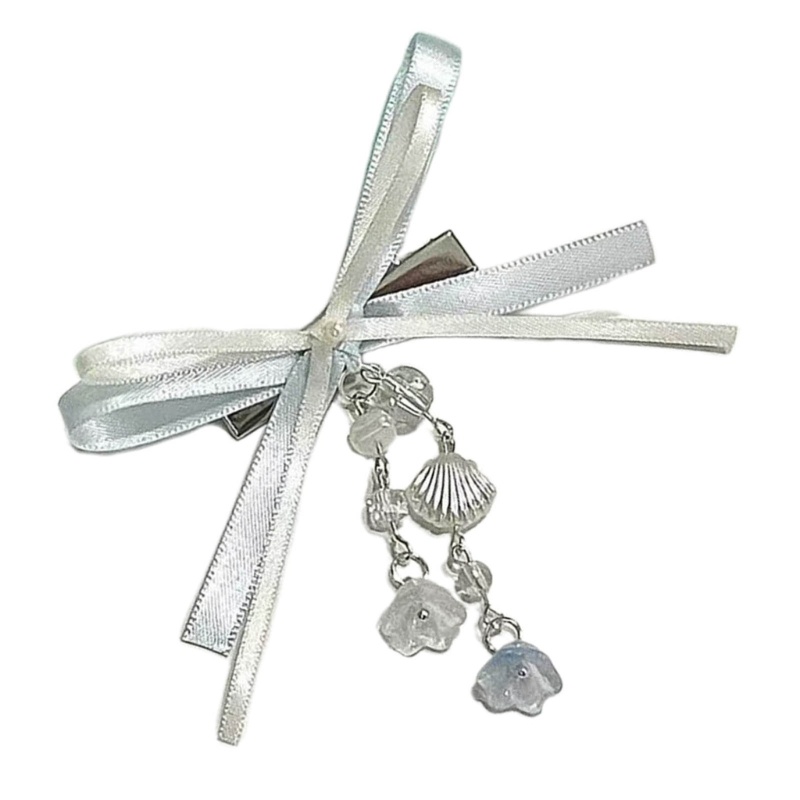 Kẹp Tóc Đính Ruy Băng Màu Trơn Thời Trang Cho Nữ