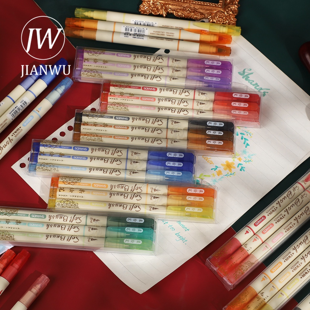 Bộ 3 Bút Lông Đầu Mềm / Đôi Đơn Giản Sáng Tạo diy