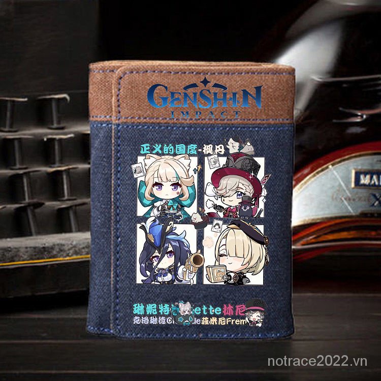 ★Genshin Impact★Ví Ngắn Đựng Thẻ Họa Tiết anime chibi lyney & lynette & freminet