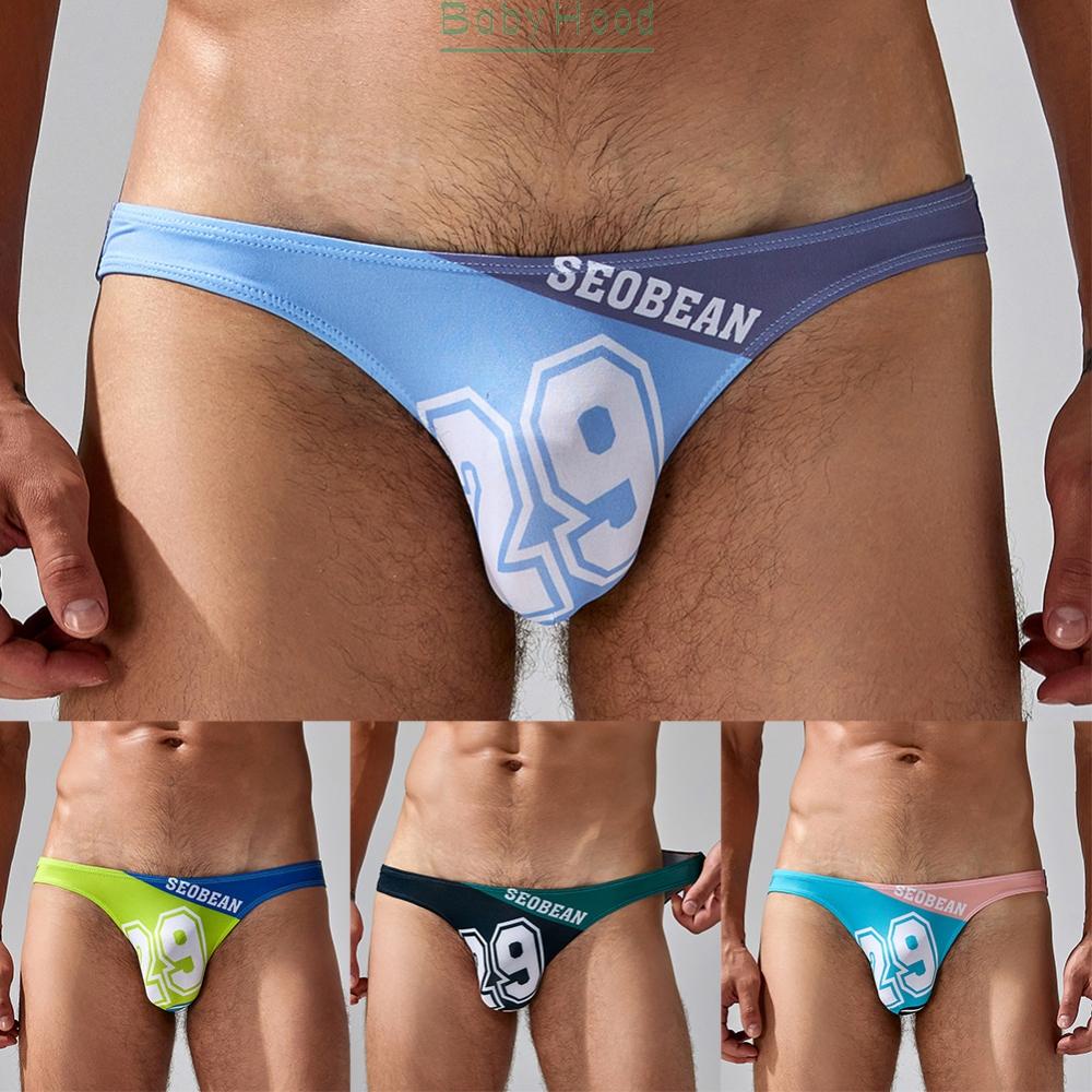 Sexy String Bikini Narrow waist Briefs Printed Soft Jersey Prints Mens underwear#BBHOOD