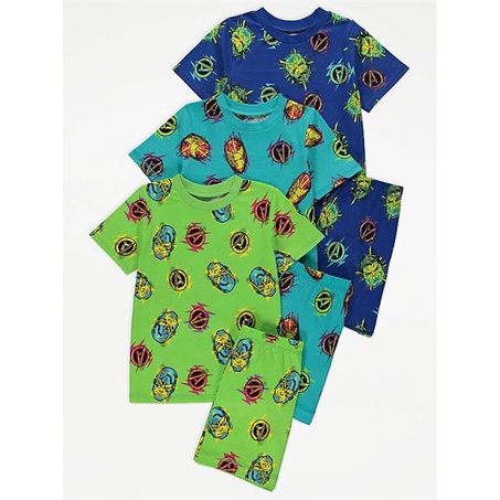 Sét 3 bộ ngắn tay marvel bé trai 11-12 tuổi george uk sale bộ pyjama ngắn tay siêu anh hùng