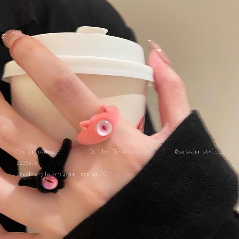 Dễ Thương Nhẫn Hình Mèo Mắt To Thời Trang Thu Đông Cho Cặp Đôi