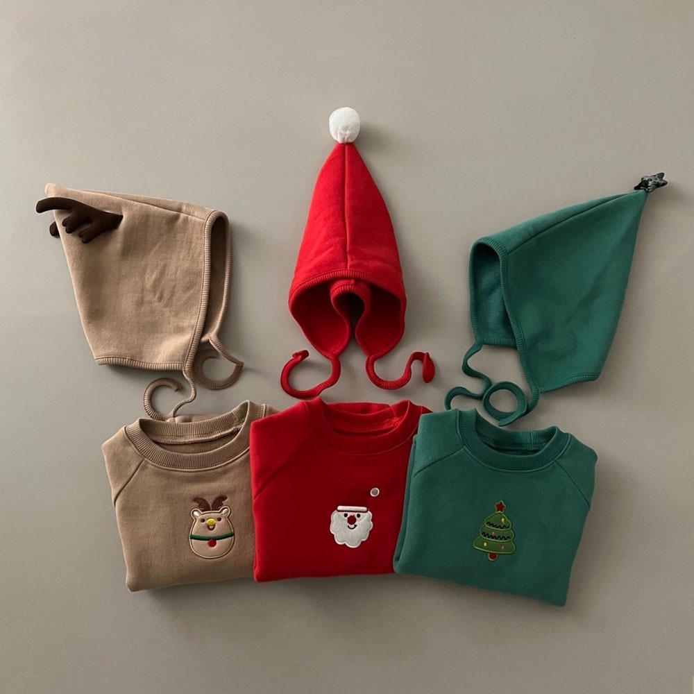 Cậu Bé Giáng Sinh Bé Cô Gái Dài Tay Áo onesie Mũ