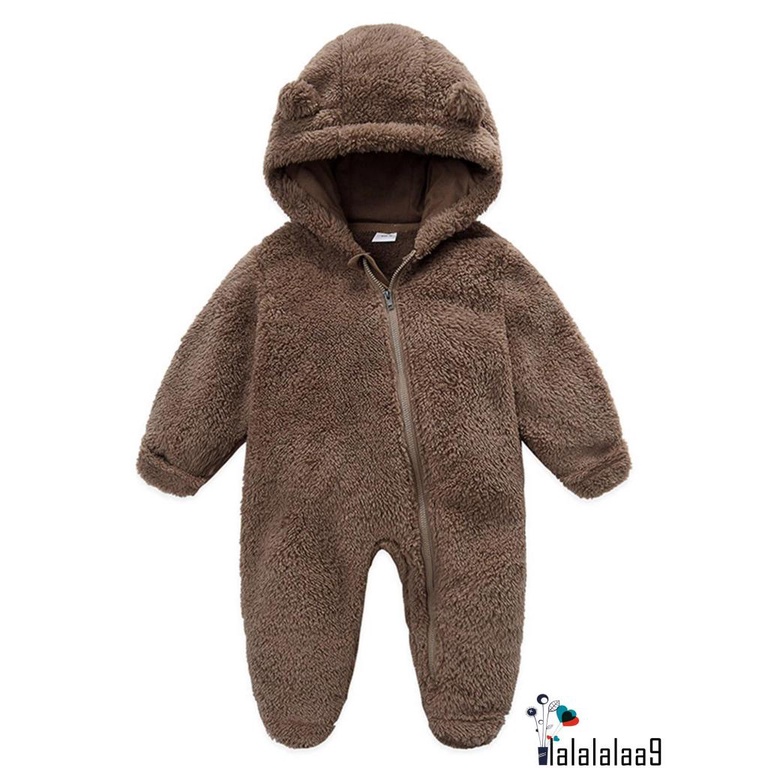 Áo Liền Quần Dài Tay Có Mũ Trùm Và Khóa Kéo Thời Trang Mùa Đông Cho Bé