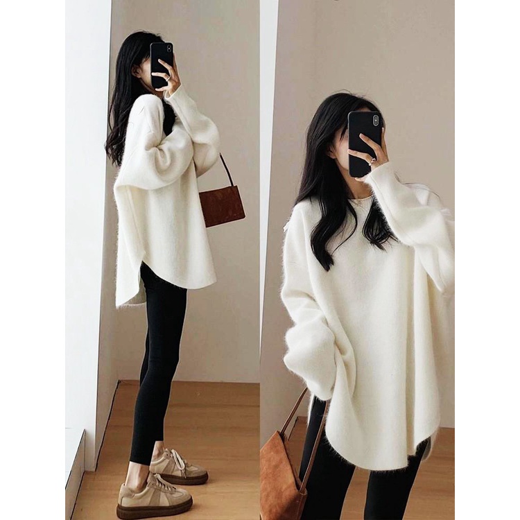Áo sweater Dệt Kim Dáng Rộng Phong Cách Thời Trang Thu Đông Hàng Mới Dành Cho Nữ