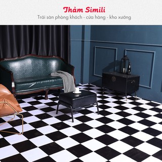 Simili trải sàn nhà, thảm nhựa trải sàn giá rẻ vân caro trắng đen - vi.decor