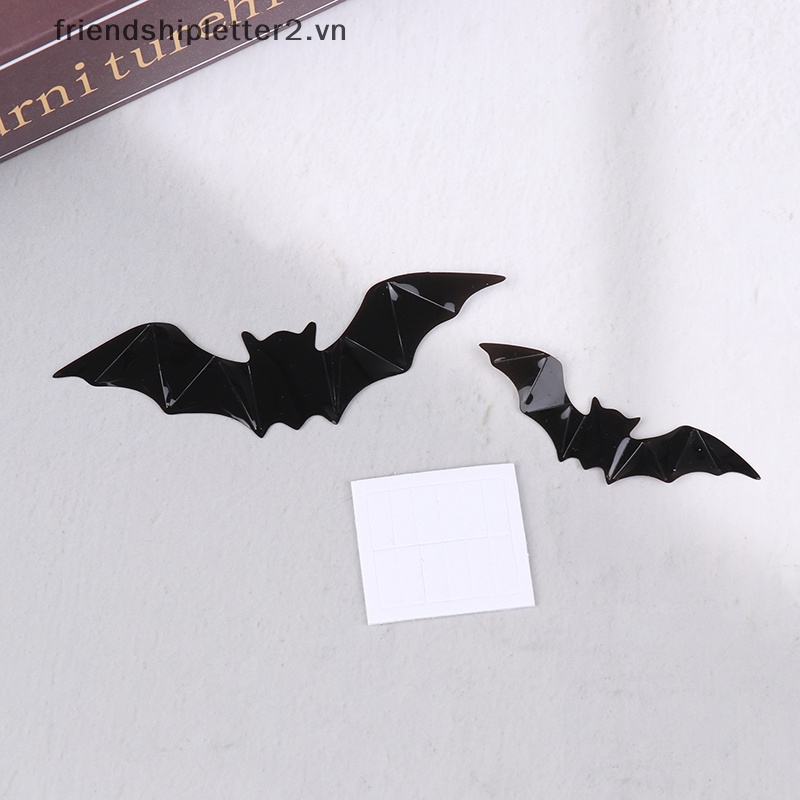 Set 16 Miếng Dán Tường Hình Dơi 3d Màu Đen Trang Trí halloween