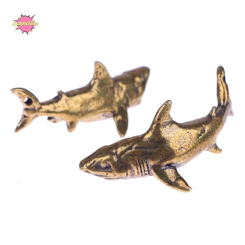 1 Bức Tượng Cá Mập Bằng Đồng Thau Để Bàn Trang Trí Phong Cách vintage
