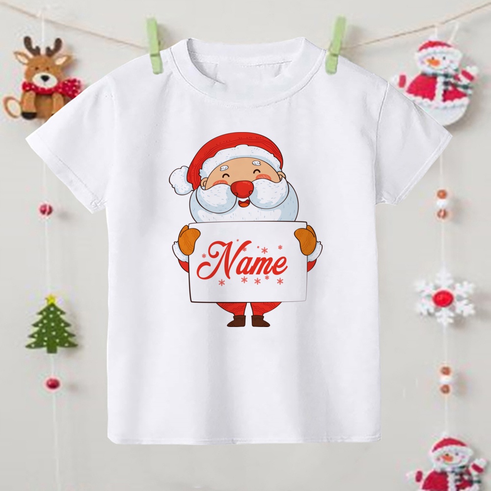 Cá Tính Giáng Sinh Áo Thun Santa Sack Bé Trai Bé Gái Trang Phục Tiệc Sinh Nhật Hoạt Hình Giáng Sinh Có Tên Quần Áo Trẻ Em Tùy Chỉnh