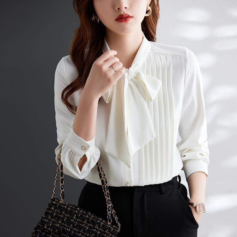 Áo Sơ Mi Vải Voan Thắt Dây Phong Cách Hàn Quốc Thời Trang Mùa Thu Cho Nữ