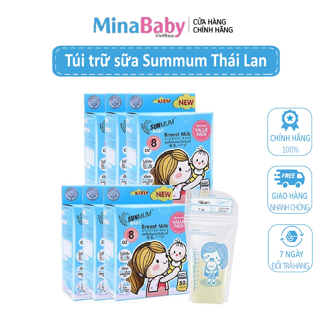 Túi trữ sữa Sunmum Thái Lan 250ml không chứa BPA đảm bảo an toàn có video ảnh thật