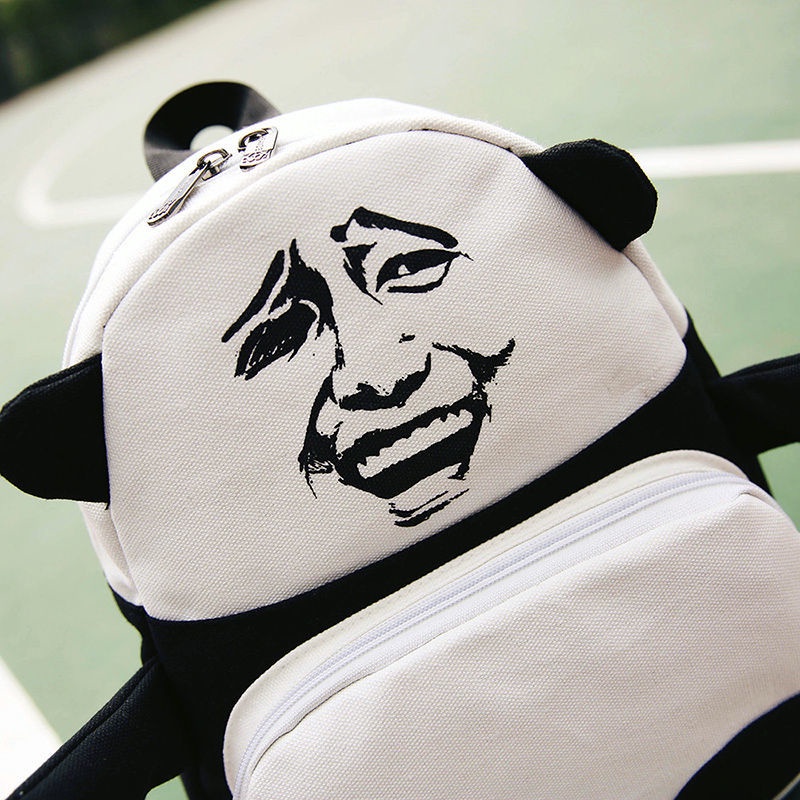 Balo y2k Runaway Ba Lô Đi Học In Hình Đầu Gấu Trúc Vui Nhộn Sáng Tạo