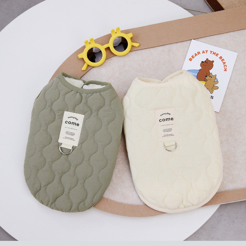 Áo Khoác cotton Dày Dặn Giữ Ấm Có Vòng Kéo Thời Trang Thu Đông Cho Thú Cưng