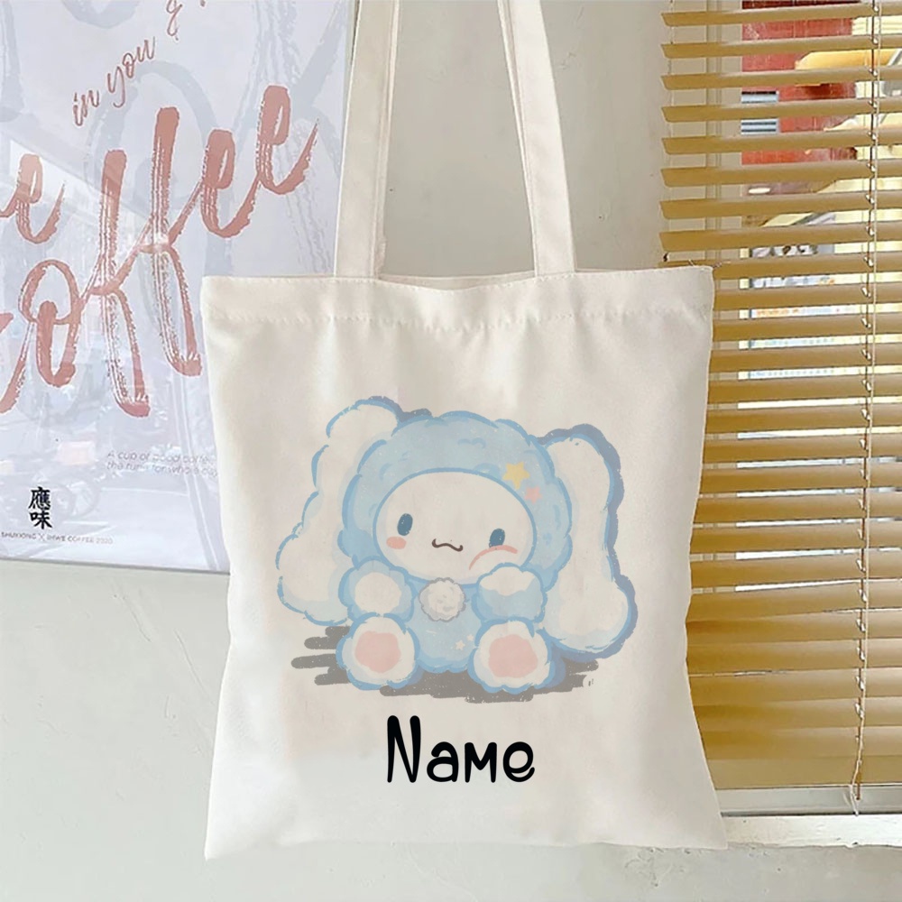 Cinnamoroll Hoạt Hình Thời Trang Tùy Chỉnh Tên Túi Tote Túi Xách Mua Sắm Cho Trẻ Em