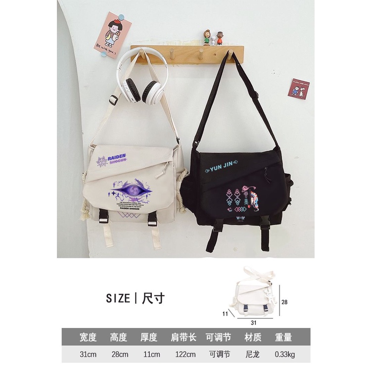 ★Genshin Impact★Anime nghiêng túi sinh viên chức năng thể thao túi xách công suất lớn cho nam giới