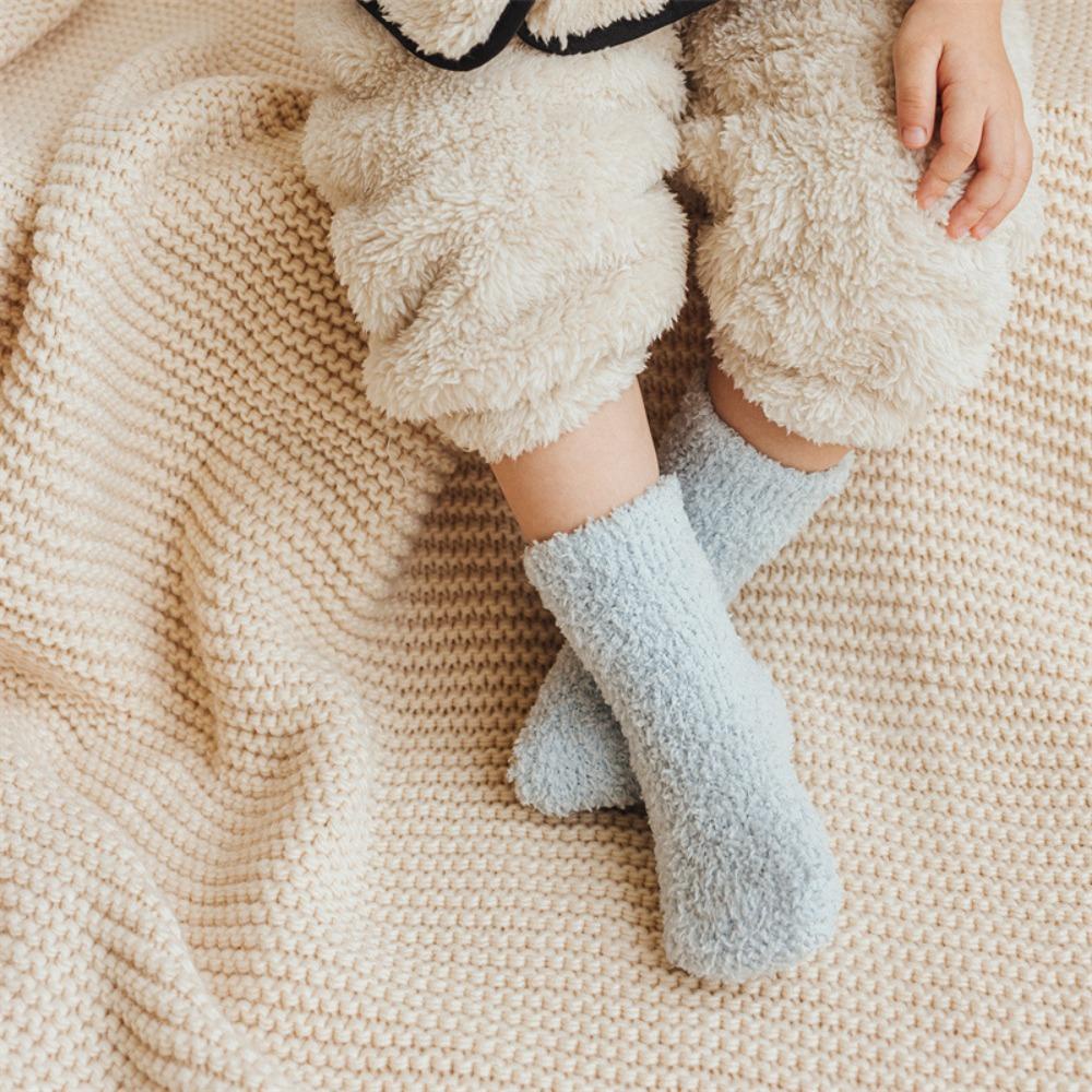 Mihan1 Đôi Vớ Vải Lông Cừu San Hô Mềm Mại Thoáng Khí Chống Trượt Cho Bé