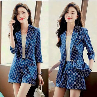 Set bộ vest nữ họa tiết cao cấp công sở thanh lịch by4670