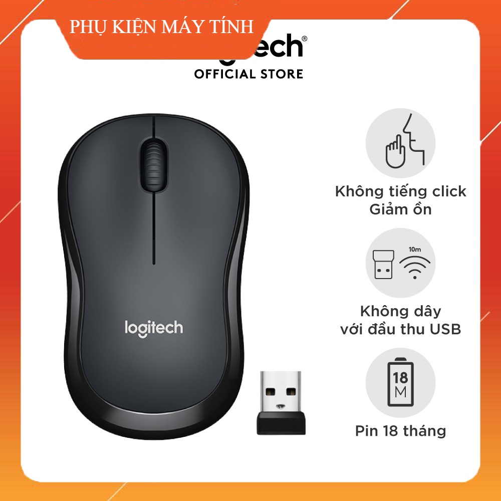 Chuột không dây Logitech M220 Silent - giảm ồn, USB, pin 1.5 năm, phù hợp PC/Laptop