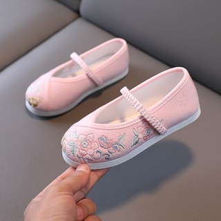 Giày Hán Phục Thêu Hoa Xinh Xắn Cho Bé Gái Từ 1-12 Tuổi