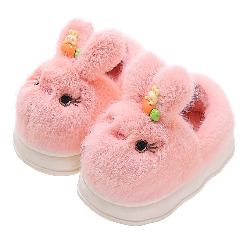 Dép cotton Đi Trong Nhà Đế Dày Chống Trượt Giữ Ấm Mùa Đông In Họa Tiết Thỏ Hoạt Hình Cho Bé Gái Sơ Sinh