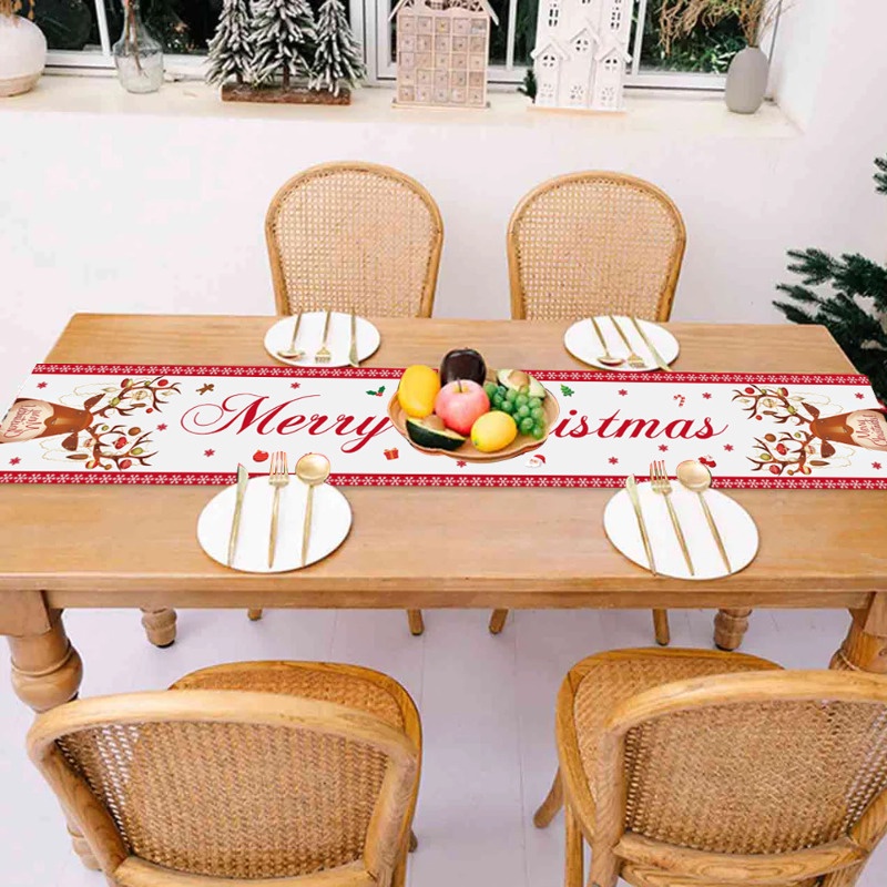 Khăn Trải Bàn / Khăn Trải Bàn Trang Trí Tiệc Giáng Sinh / tv Hình Ông Già Noel & Người Tuyết & Nai Sừng Tấm / Xanh Lá / Đỏ