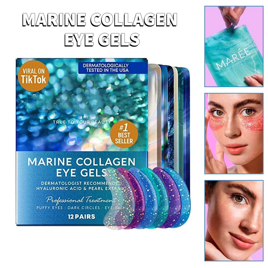 12pairs Marine Collagen Eye Gels Reduce Wrinkles Puffy Eyes Dark Circles Eye Bag