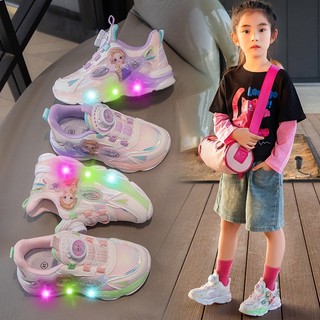Thời trang giày sneaker đế gắn đèn led cho bé gái size 26-35
