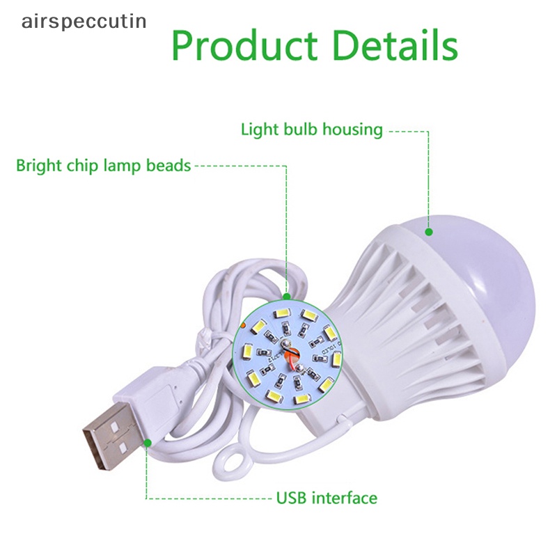 Airspeccutin Bóng Đèn usb 5w / 7w Đa Năng Tiện Dụng Mang Theo Du Lịch Cắm Trại