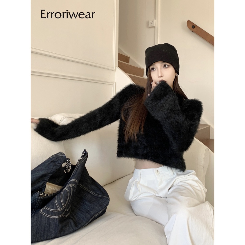 Áo sweater Dệt Kim Màu Đen Trơn Dáng Rộng Thời Trang 2023 Cho Nữ