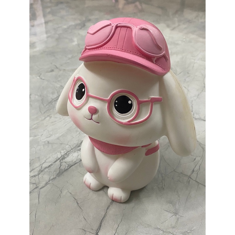 Tượng Tô Màu THỎ ĐÁNG YÊU ĐEO KÍNH size lớn 18-24cm