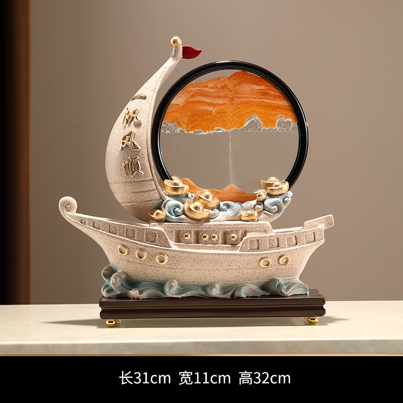 Đồng Hồ Cát Vẽ Tranh Thuyền Buồm Lấp Lánh Sáng Tạo Để Bàn Trang Trí Phòng Khách / Tủ Rượu / Văn Phòng