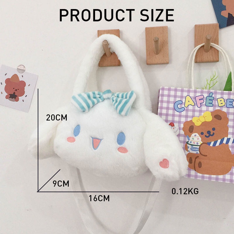 Túi Đeo Chéo Hình Cún Nhồi Bông Tai To Dễ Thương Phong Cách lolita Nhật Bản